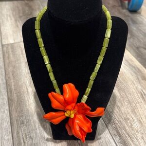 Amazing Orange Floral Necklace very tropical!